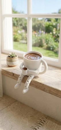Kales01 Kahve Fincanı Figürü Dekoratif Obje Beyaz 3D Baskı 7.5 cm