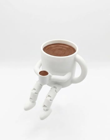 Kales01 Kahve Fincanı Figürü Dekoratif Obje Beyaz 3D Baskı 7.5 cm