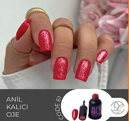 Kalıcı Oje Simli Renk Kirmizi 10ml No:61