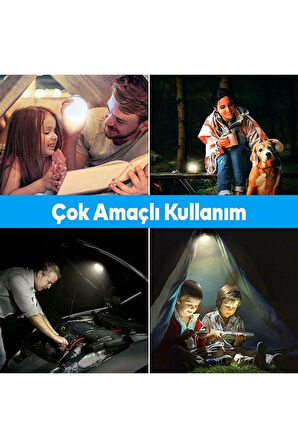 Kamp Lambası Ledli El Feneri Işıldak Güneş Enerjili Şarjlı Pilli Portatif Gece Lambası
