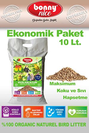 Bonny Nice Doğal Kuş Kumu Çam Pelet Kanarya Kuş Kafes Altlığı 5 Kg 10 Lt (3 Adet)