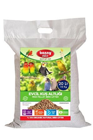 Bonny Nice Doğal Kuş Kumu Çam Pelet Kanarya Kuş Kafes Altlığı 10 Kg 20 Lt