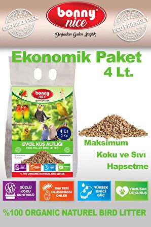 Bonny Nice Doğal Kuş Kumu Çam Pelet Kanarya Kuş Kafes Altlığı 2 Kg 4 Lt