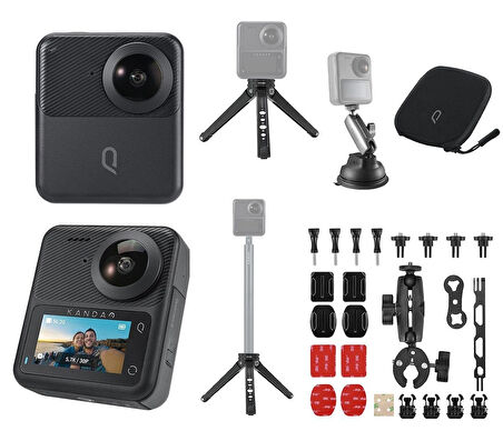 Kandao QooCam 3 Motosiklet Aksiyon 360 Derece Kamera Set