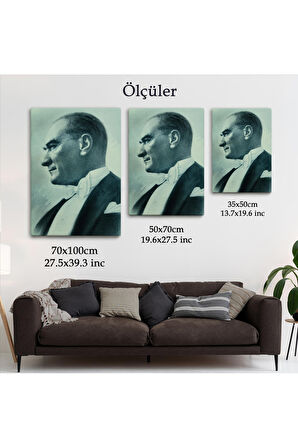 Atatürk Portre Tablosu Mustafa Kemal Atatürk Dikdörtgen Dekoratif Kanvas TabloCN