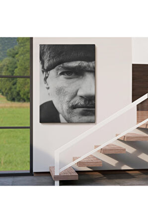 Atatürk Portre Tablosu Mustafa Kemal Atatürk Dikdörtgen Dekoratif Kanvas TabloFS