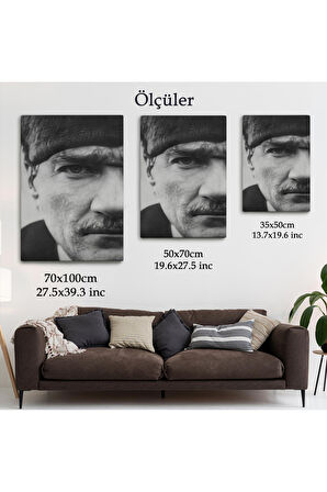 Atatürk Portre Tablosu Mustafa Kemal Atatürk Dikdörtgen Dekoratif Kanvas TabloFS