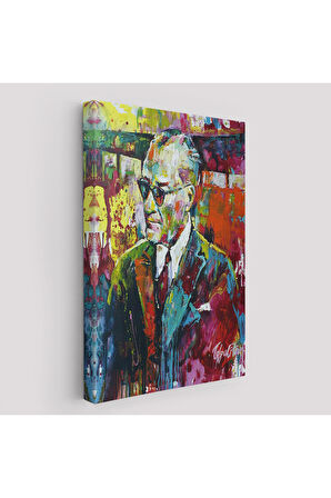 Yağlı Boya Efektli Renkli Mustafa Kemal Atatürk Duvar Tablosu