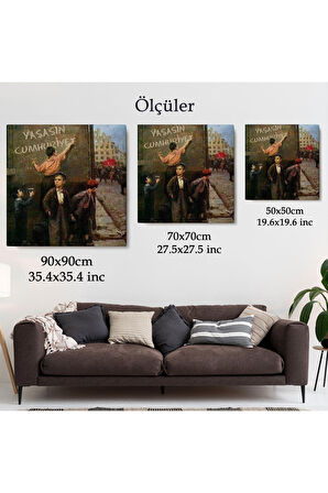 Yaşasın Cumhuriyet Yazan Çocuklar Kanvas Yüksek Kaliteli Kanvas Canvas Tablo Tabloları