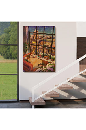 Cam Önünde Kar Keyfi Duvar Yüksek Kaliteli Kanvas Canvas Tablo Tabloları