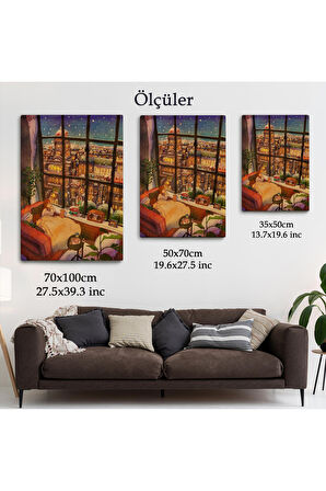 Cam Önünde Kar Keyfi Duvar Yüksek Kaliteli Kanvas Canvas Tablo Tabloları