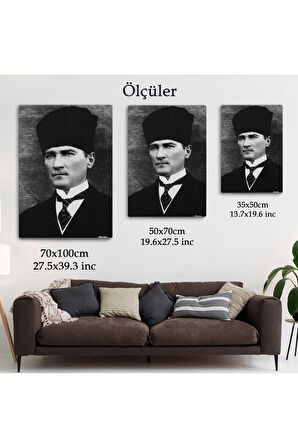 Atatürk Portre Tablosu Mustafa Kemal Atatürk Dikdörtgen Dekoratif Kanvas TabloCJ