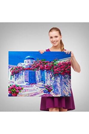Yunanistan Santorini Dekoratif Duvar Yüksek Kaliteli Kanvas Canvas Tablo