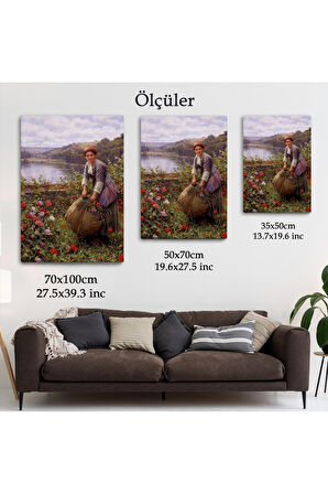 Çim Biçen Bahçıvan Kadın Dekoratif Duvar Yüksek Kaliteli Kanvas Canvas Tablo