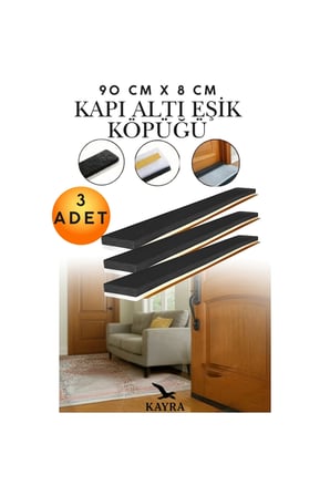 3 Adet Yapışkanlı Kapı Altı Eşik Süngeri 90 cm İnce Köpük Soğuk Hava ve Rüzgar İzolasyon Bandı, Ses, Toz, Haşere ve Böcek Engelleyici Pratik Kapı Fitili, Isı Tasarrufu Sağlayan Yalıtım Çözümü,