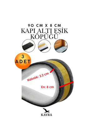 3 Adet Yapışkanlı Kapı Altı Eşik Süngeri 90 cm İnce Köpük Soğuk Hava ve Rüzgar İzolasyon Bandı, Ses, Toz, Haşere ve Böcek Engelleyici Pratik Kapı Fitili, Isı Tasarrufu Sağlayan Yalıtım Çözümü,