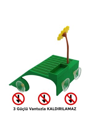 Ada Akvaryum Papatya Su Kaplumbağası  Rampalı Dinlenme Platformu Yemlikli