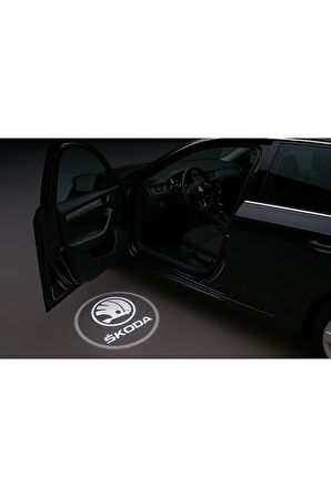Skoda Kapı Altı Logo Kapı Altı Led Mesafe Sensörlü Pilli Yapıştırmalı Yeni Nesil