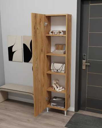 Kapı Arkası Tek kapaklı 5 Raflı Çok Amaçlı İnce Organizatör Banyo Mutfak Kiler Ardiye Boy Dolabı
