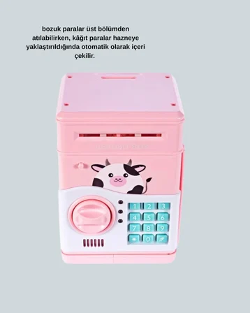Pembe Şifreli Eğitici Atm Kasa Çocuk Kumbarası