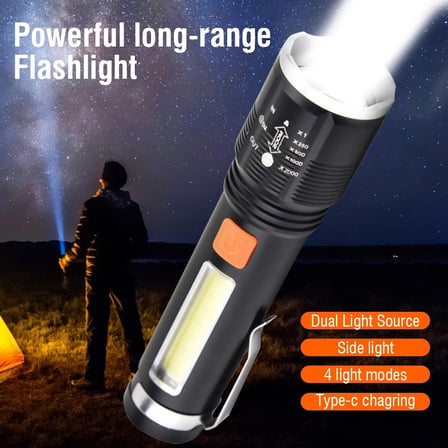 Gold Orion Km-102 4 Modlu Tip-c Şarjlı Zoomlu Taktikal El Feneri