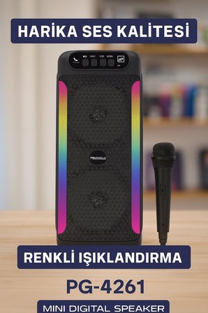Rgb Işıklı Çift Hoparlörlü Taşınabilir Bluetooth Speaker Ve Mikrofon Yeni Nesil