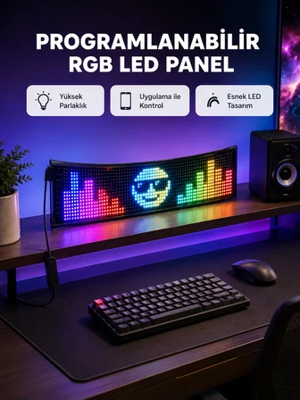 Rgb Led Panel – Çok Renkli, Kumandalı, Usb Bağlantılı Yazı Ve Gıf Gösterimli Akıllı Lamba