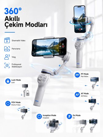 3 Eksen Telefon Sabitleyici Canlı Yayın Vlog Mobil Video Çekimi İçin Profesyonel Gimbal