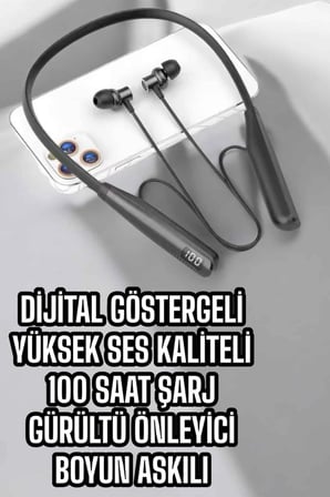 Dijital Batarya Göstergeli Bluetooth Özellikli Boyun Askılı Kulaklık