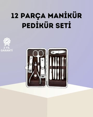 Paslanmaz Çelik Çok Fonksiyonlu 12 Manikür Seti