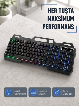 Rgb Aydınlatmalı Klavye Mouse Seti – Usb Bağlantılı, Türkçe Q, Ayarlanabilir Dpı, Ergonomik Yapı
