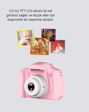 Mini Dijital Çocuk Kamerası 8mp Hd Ekranlı 1080p Video Ve Şarjlı