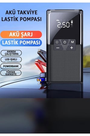 12000 Mah Akıllı Akü Takviye Ve Dijital Hava Pompası Akım Korumalı