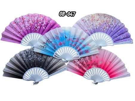 Plastik Kumaş Yelpaze 12'li Karışık Ob-047