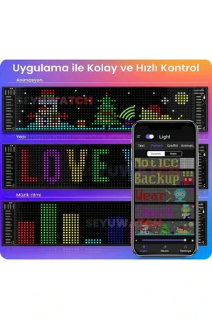 Led Ekran Matrix Panel Cama Yapışan En Büyük Boy 16x96 Led Sayısı Araba Yazısı 12cm-59.5cm