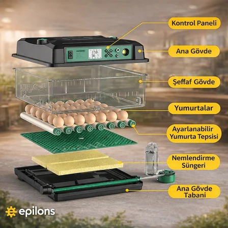 Fx-128 Model Tam Otomatik Kuluçka Makinesi – Çift Katlı, Çift Güç Sistemli, Su Hazneli Yeni Nesil İn