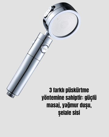 Kolay Montajlı 3 Modlu Yüksek Basınç Duş Başlığı
