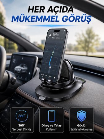 Çok Fonksiyonlu Araç İçi Telefon Tutucu Gizlenebilir Telefon Numarası Özellikli Stand