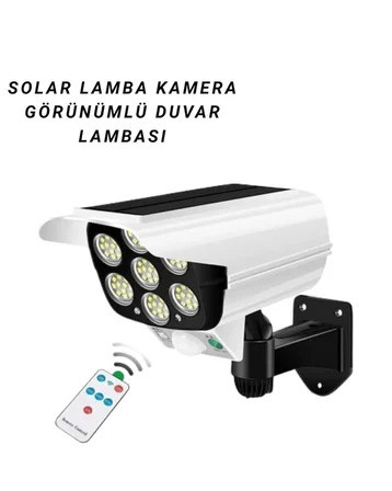 77 Led'li Güneş Enerjili Güvenlik Lambası Ve Kukla Kamera – Hareket Sensörlü, 2400mah Pilli