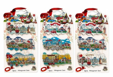 İstanbul Temalı Silikon Buzdolapı Süsü Magnet 3'lü Set Alk5811