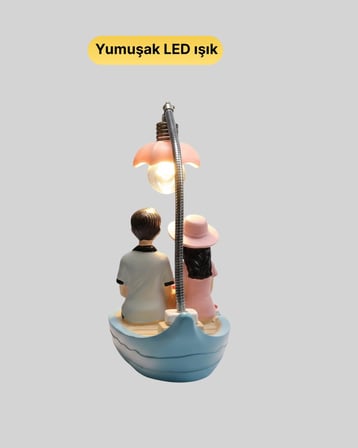 Oturan Çift Figürlü Led Masa Lambası Romantik Hediye Yeni Nesil