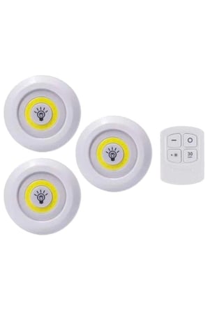Led Lamba 3'lü Uzaktan Kumandalı Yapışkanlı