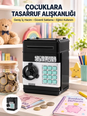 Otomatik Para Çeken Şifreli Atm Tasarımlı Kumbara