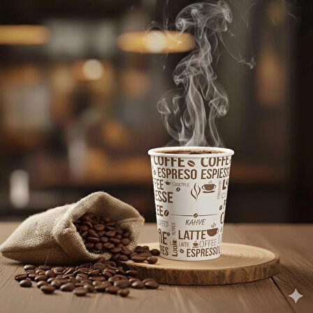 4 Oz (100 ml) Karton Bardak, 150 Adet, Espresso - Türk Kahvesi, Mini Boy, Kokusuz, Sızdırmaz