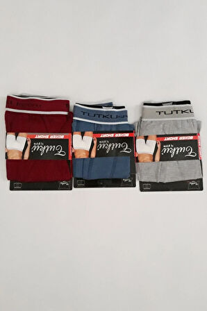 Erkek Mavi Renk Likralı Elastan Spor Boxer Havacı 12'li Paket %34 Pamuklu Boxer Short