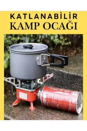 Portatif Kamp Ocağı - Tek Gözlü Manyetolu Piknik Ocağı - Kartuşlu Mini Ocak - Kırmızı
