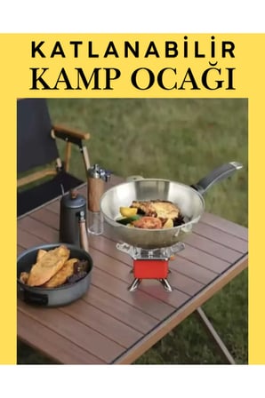 Portatif Kamp Ocağı - Tek Gözlü Manyetolu Piknik Ocağı - Kartuşlu Mini Ocak - Kırmızı