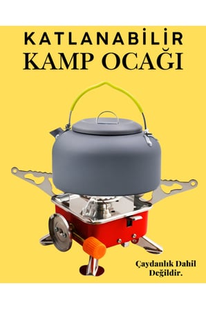 Portatif Kamp Ocağı - Tek Gözlü Manyetolu Piknik Ocağı - Kartuşlu Mini Ocak - Kırmızı +3 Kartuşlu