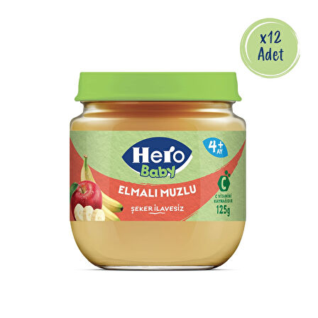 Hero Baby Elmalı Muzlu Kavanoz Mama 125g x12