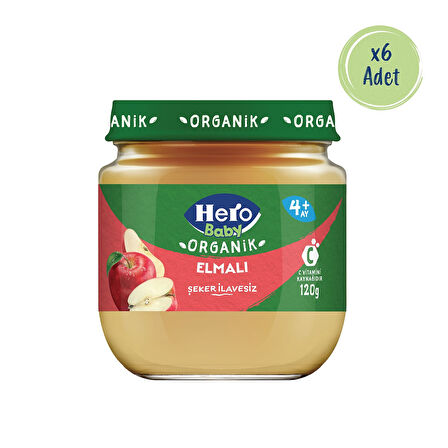 Hero Baby Organik Elma Püresi Kavanoz Mama 120g x6